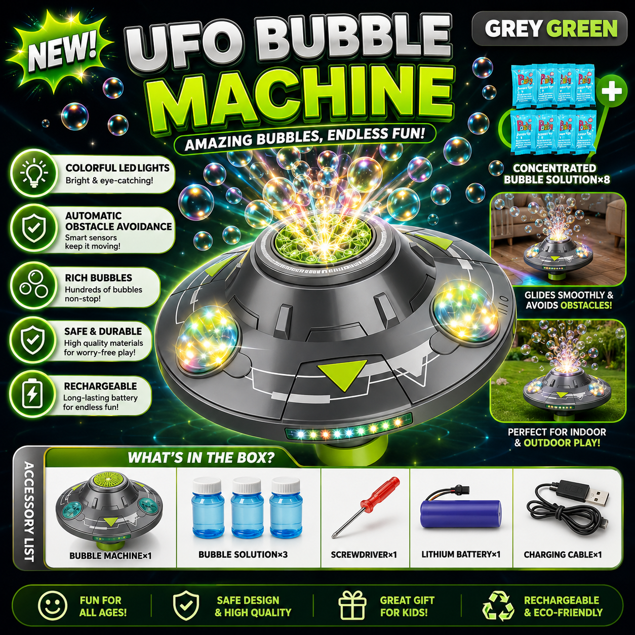 The Moving UFO Bubble Machine Set