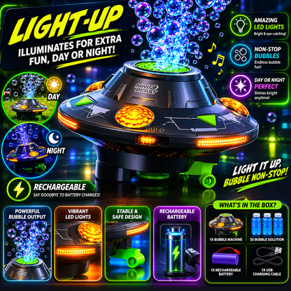 The Moving UFO Bubble Machine Set